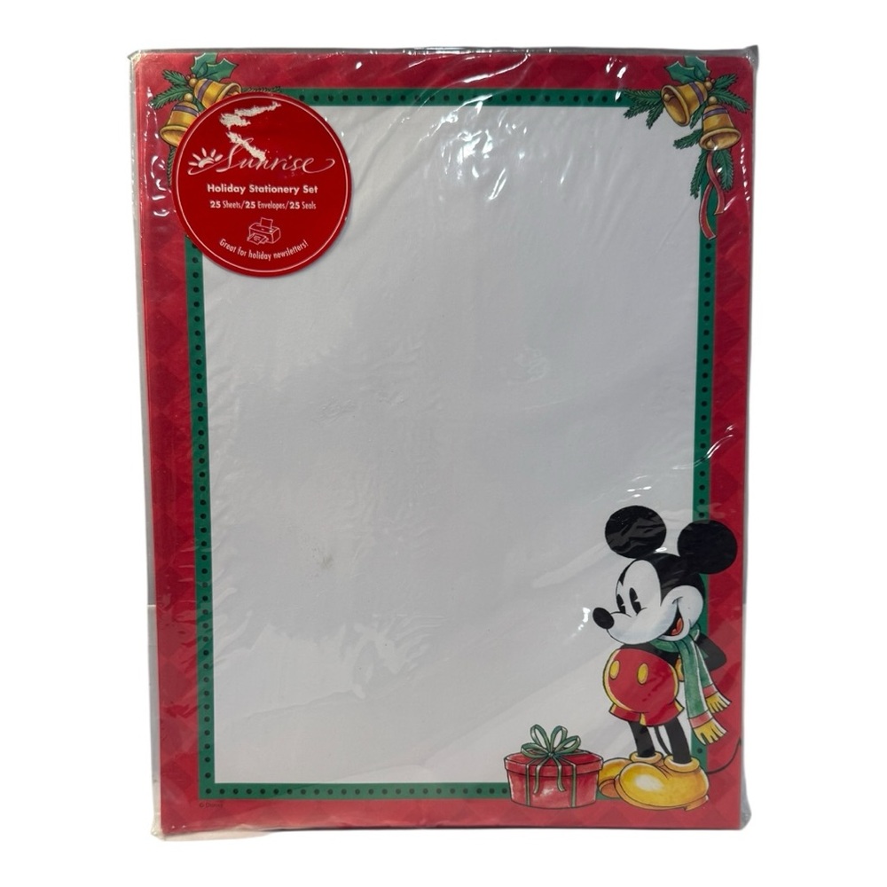 Vintage Disney Mickey Mouse Christmas Holiday Stationery Set Sunrise New Sealed